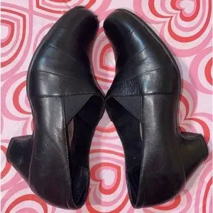 Clarks Shoes Clarks Everyday Sugar Spice Heels Womens 6 Black Pleated Leather Poshmark